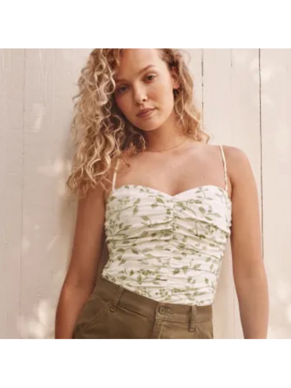 Reformation fennel ruched linen tank